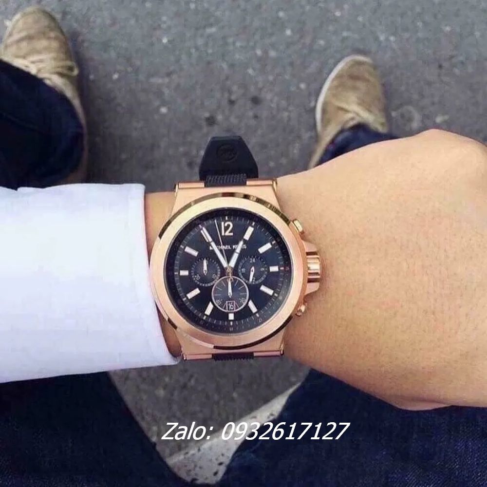 Đồng Hồ Nam Michael Kors MK8295 Chronograph Dây Silicone Xanh Vỏ Rose Gold 48mm