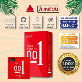 Bao cao su siêu mỏng Juncai Okamto Super thin size 52 cực mỏng nhiều gel bôi trơn, hương vani hộp 10 cái bcs