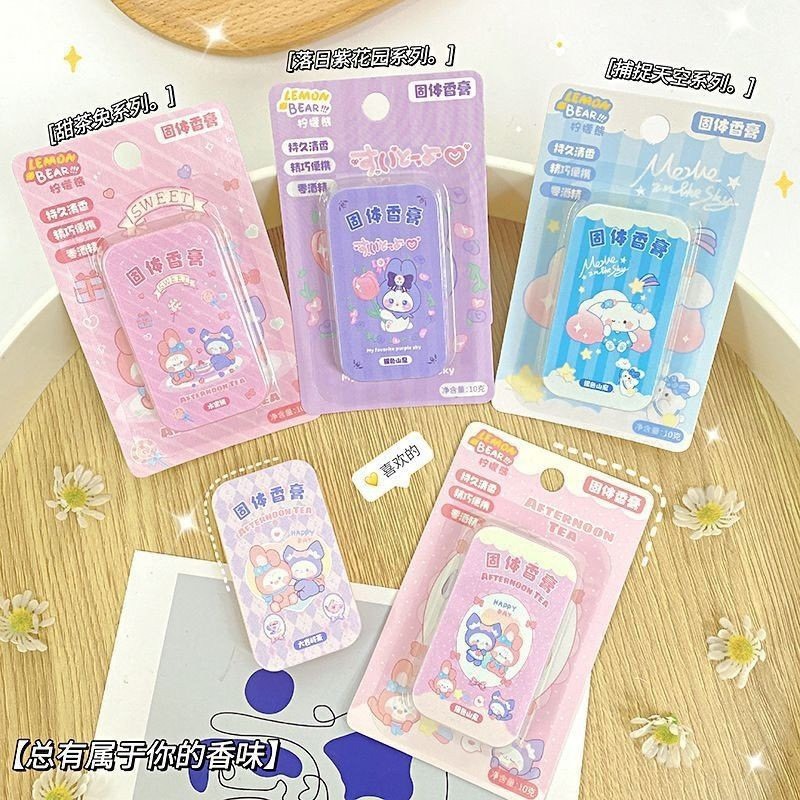 Nước Hoa Khô Thơm Hình Sanrio Dễ Thương, Nước Hoa Sáp Hoạt Hình Dễ thương, Sáp Thơm Mini Bỏ Túi Tiện Lợi Dễ Thương