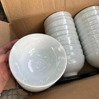 Set 10 Chén Bát Ăn Cơm Sứ Trắng Trơn Hàng Dày