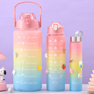 Set 3 bình nước thể thao nhắc nhở uống theo giờ 3 bình trong 1