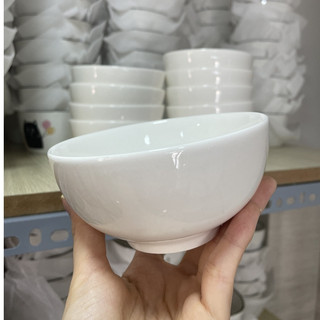 Set 10 chén bát ăn cơm sứ trắng trơn hàng dày