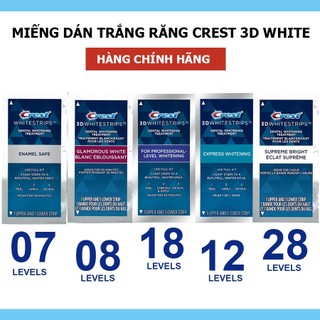 Miếng dán trắng răng Crest 3D White của Mỹ theo cấp độ levels – 1 Gói tẩy trắng răng
