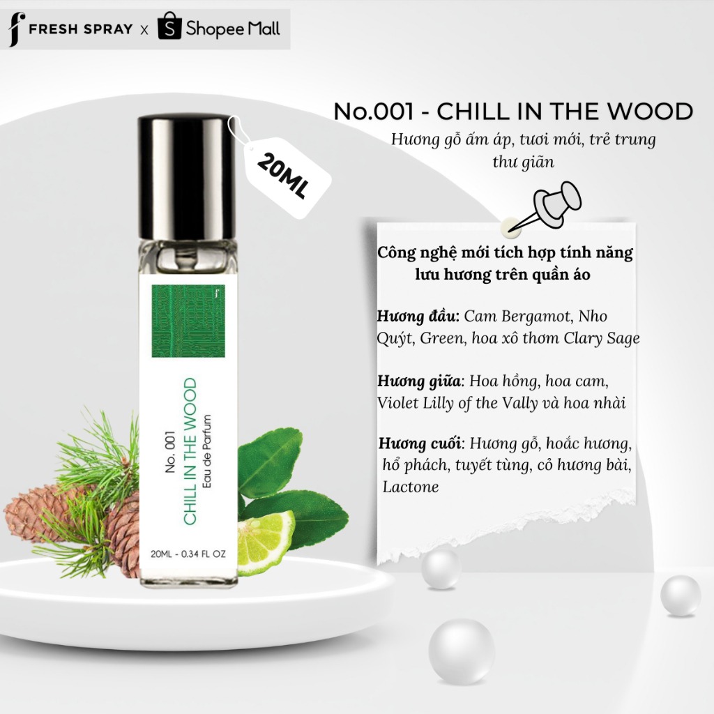 ( Discovery 20ML) Nước Hoa Chill in the wood No.001 | Official Store F fresh spray