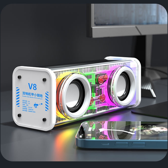 Loa bluetooth không dây V8 mini cầm tay âm thanh hay, led nháy theo nhạc công suất lớn