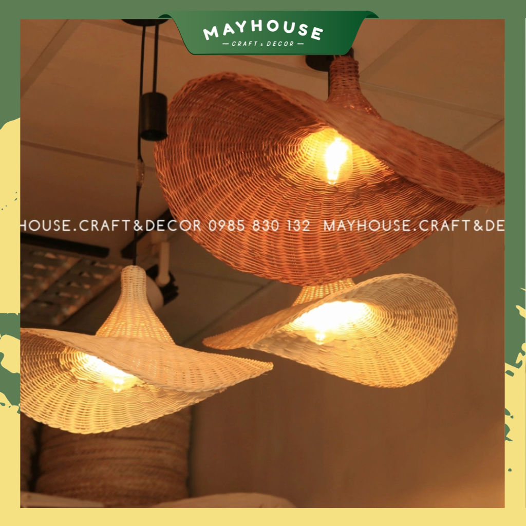 Đèn trần mây tre MAYHOUSE CRAFT&DECOR trang trí sân vườn