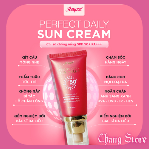 Kem Chống Nắng Rosyson Perfect Daily Sun Cream - Rosy dưỡng trắng da bảo vệ da khỏi tia cực tím - CHANGSTORE