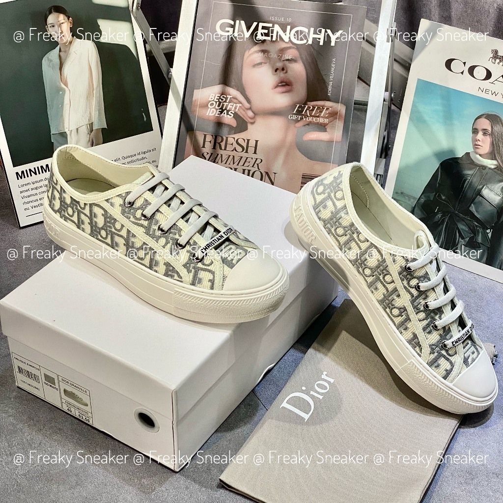 Giày Thể Thao Nam Nữ Dior Walk Embroider Cotton họa tiết vải xám , Giày Dior B56Cao Cấp Quảng Châu
