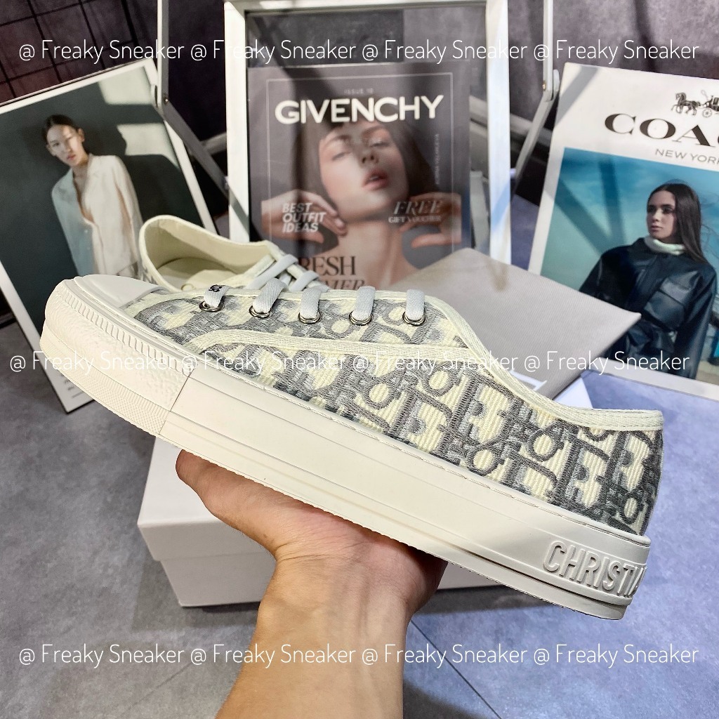 Giày Thể Thao Nam Nữ Dior Walk Embroider Cotton họa tiết vải xám , Giày Dior B56Cao Cấp Quảng Châu