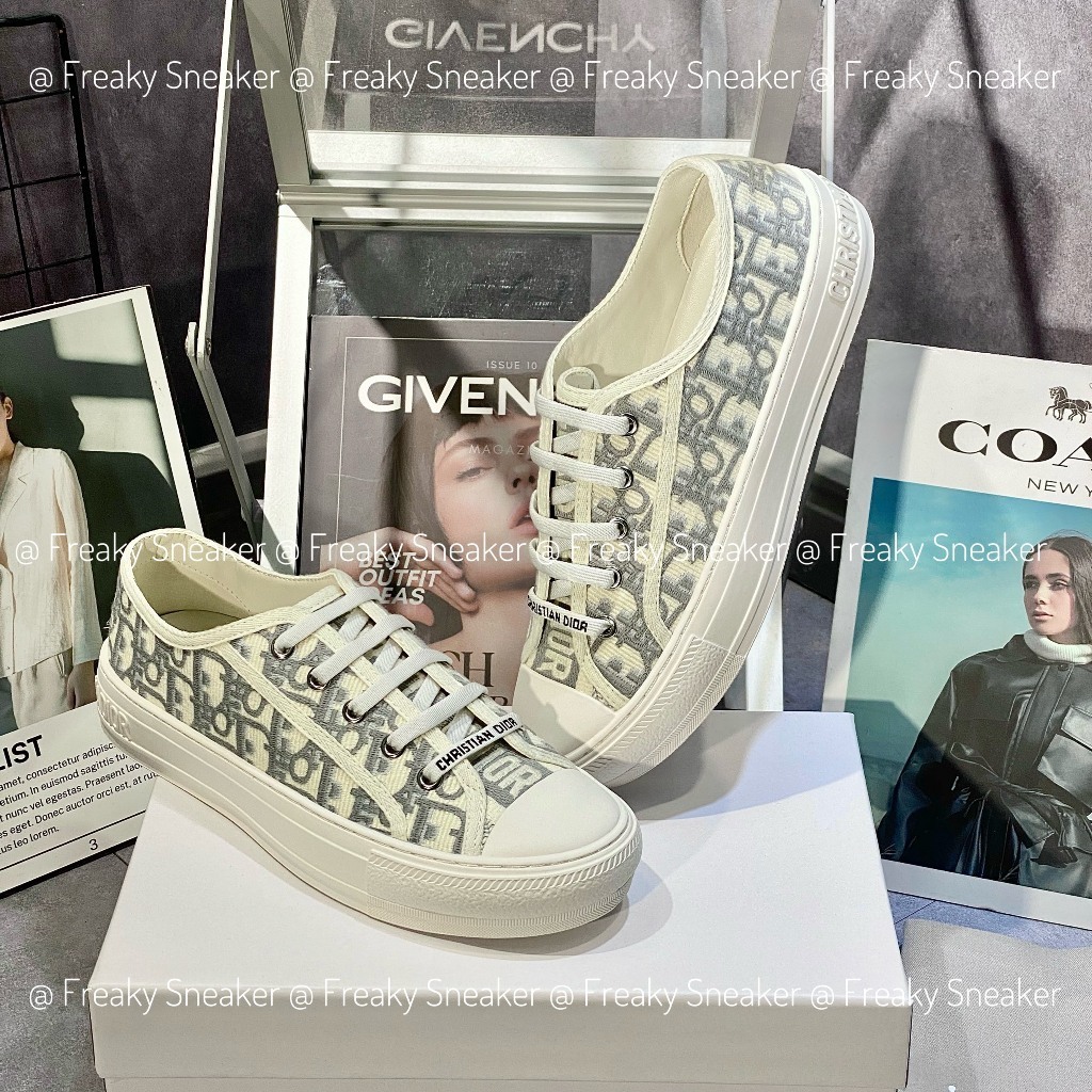 Giày Thể Thao Nam Nữ Dior Walk Embroider Cotton họa tiết vải xám , Giày Dior B56Cao Cấp Quảng Châu