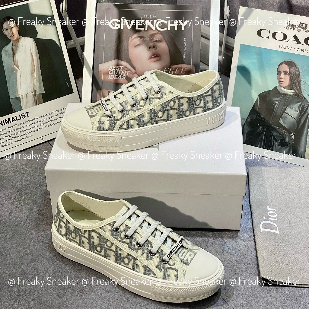 Giày Thể Thao Nam Nữ Dior Walk Embroider Cotton họa tiết vải xám , Giày Dior B56Cao Cấp Quảng Châu