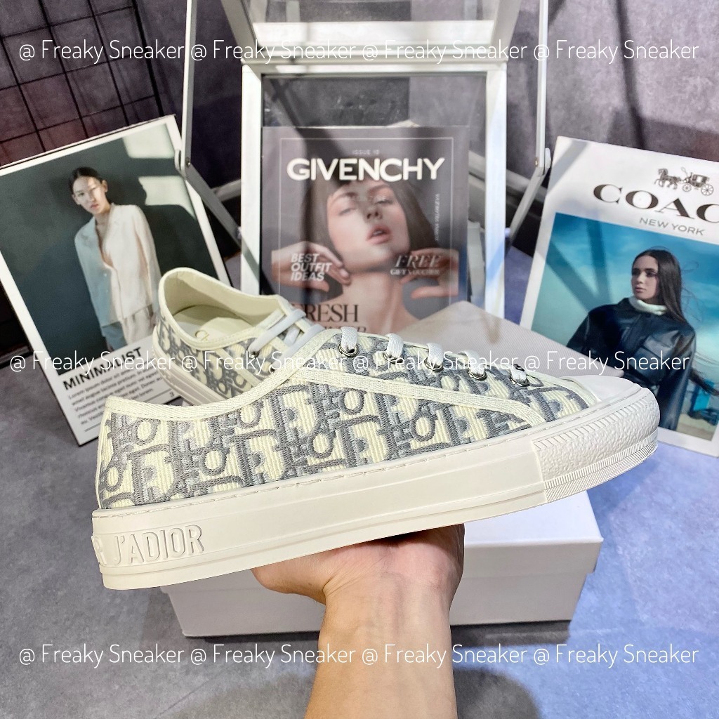 Giày Thể Thao Nam Nữ Dior Walk Embroider Cotton họa tiết vải xám , Giày Dior B56Cao Cấp Quảng Châu