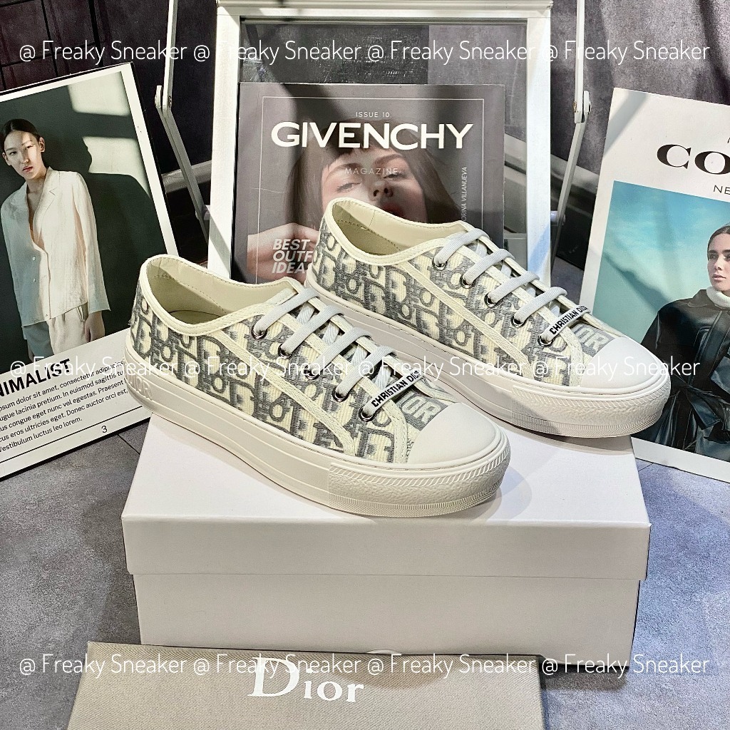 Giày Thể Thao Nam Nữ Dior Walk Embroider Cotton họa tiết vải xám , Giày Dior B56Cao Cấp Quảng Châu