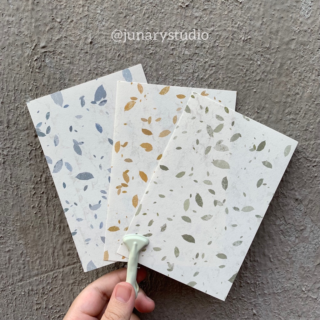 Junarystudio - Set 3 tờ giấy in hình chiếc lá phong cách màu nước giấy mỹ thuật giấy nền trang trí sổ tay cổ điển