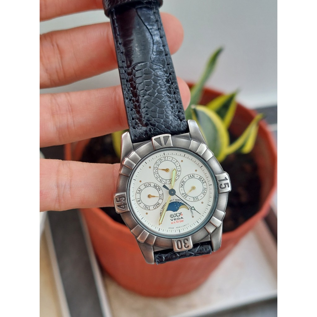 Đồng hồ nam Citizen Oxy 6 kim lịch trăng sao chạy pin