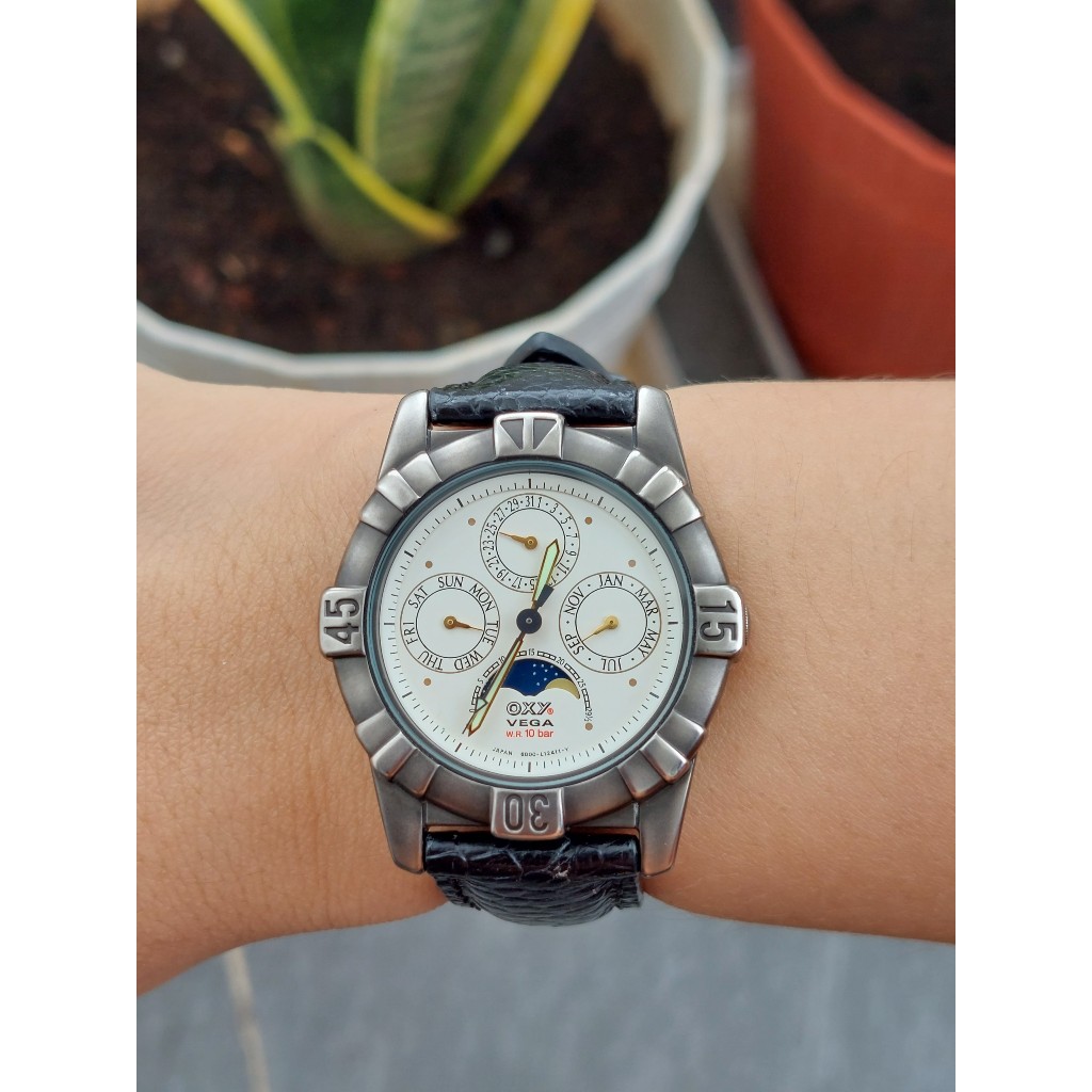 Đồng hồ nam Citizen Oxy 6 kim lịch trăng sao chạy pin