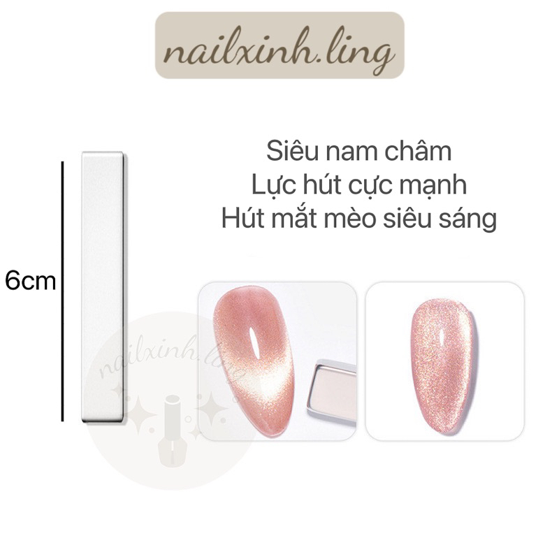 Cây Nam Châm 2 Đầu Hút Mắt Mèo Chuyên Dụng Màu Bạc Đen , Nam Châm Trụ Tròn Màu Vàng Đen , Nam Châm Từ Tính Siêu Mạnh