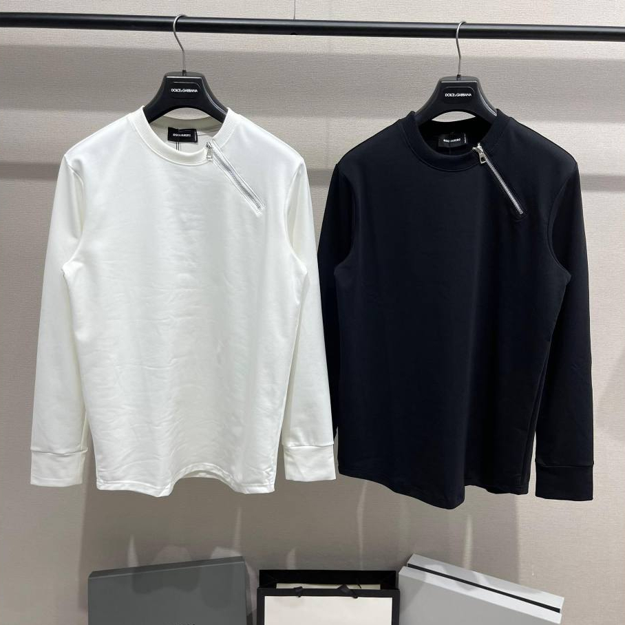 Áo nỉ sweater nam nữ Dsq2 đuôi tôm trơn thêu khoá zip chéo cổ kiểu dáng đơn giản basic.thoitrangtrend1_P&T