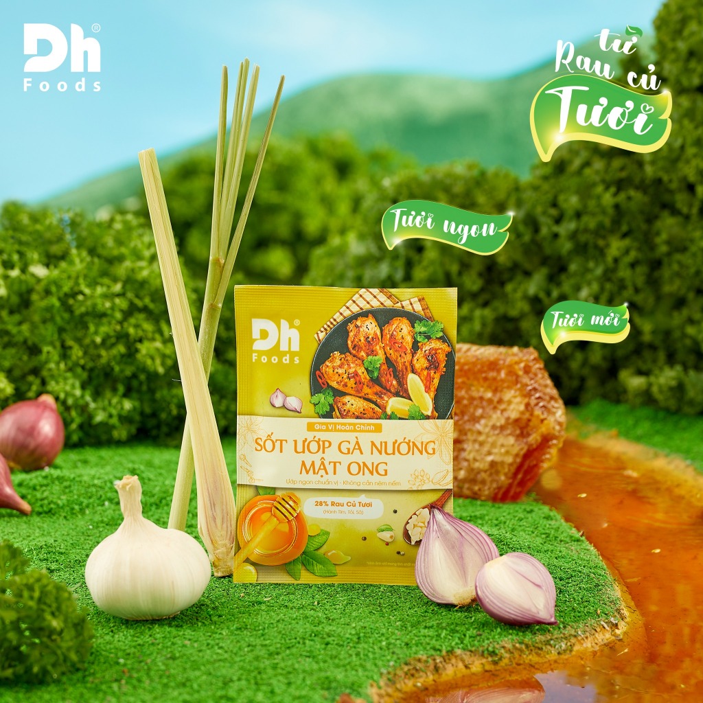Sốt ướp gà nướng mật ong Dh Foods gia vị hoàn chỉnh nêm sẵn thành phần tự nhiên ướp các món gà, thịt, sườn gói 65gr