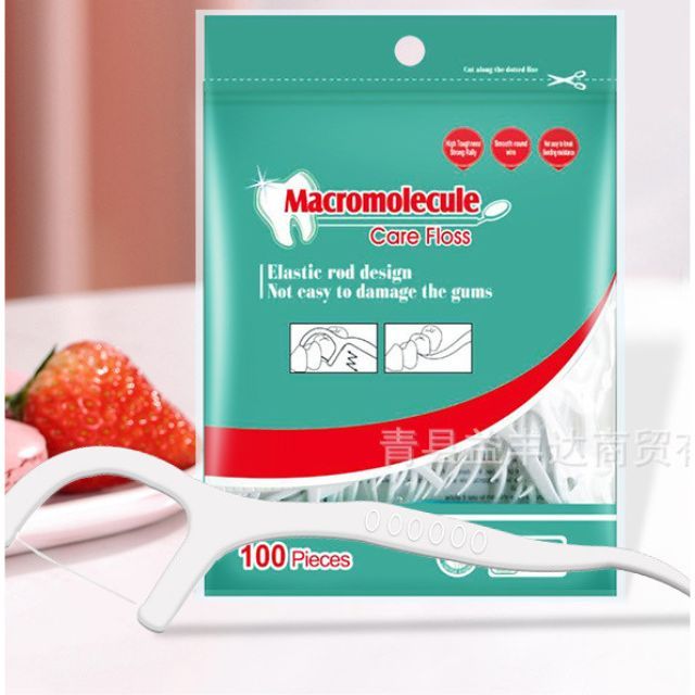 Tăm chỉ nha khoa gói 100 que ngăn ngừa viêm nướu và tích tụ mảng bám, sợi chỉ Mảnh, Dai, Đàn Hồi, Chịu Lực Tốt
