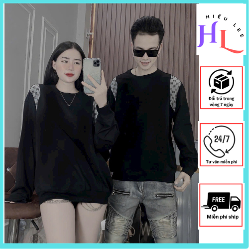 Áo nỉ thu đông thêu chữ B ở cầu vai nam nữ đều mặc được 2 màu trắng và đen