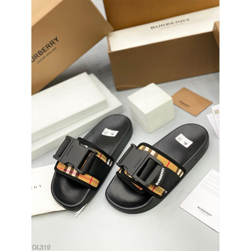 Dép Lê Quai Ngang Bbr Gắn Khuy Cài  Dép Lê Full Box Nam Nữ Cháy Phố Hàng Đẹp