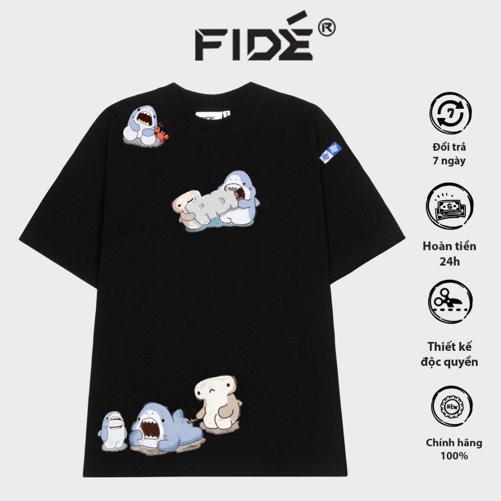 Áo thun FIDE shark unisex form rộng cổ tròn SHARK CUTE - AT10