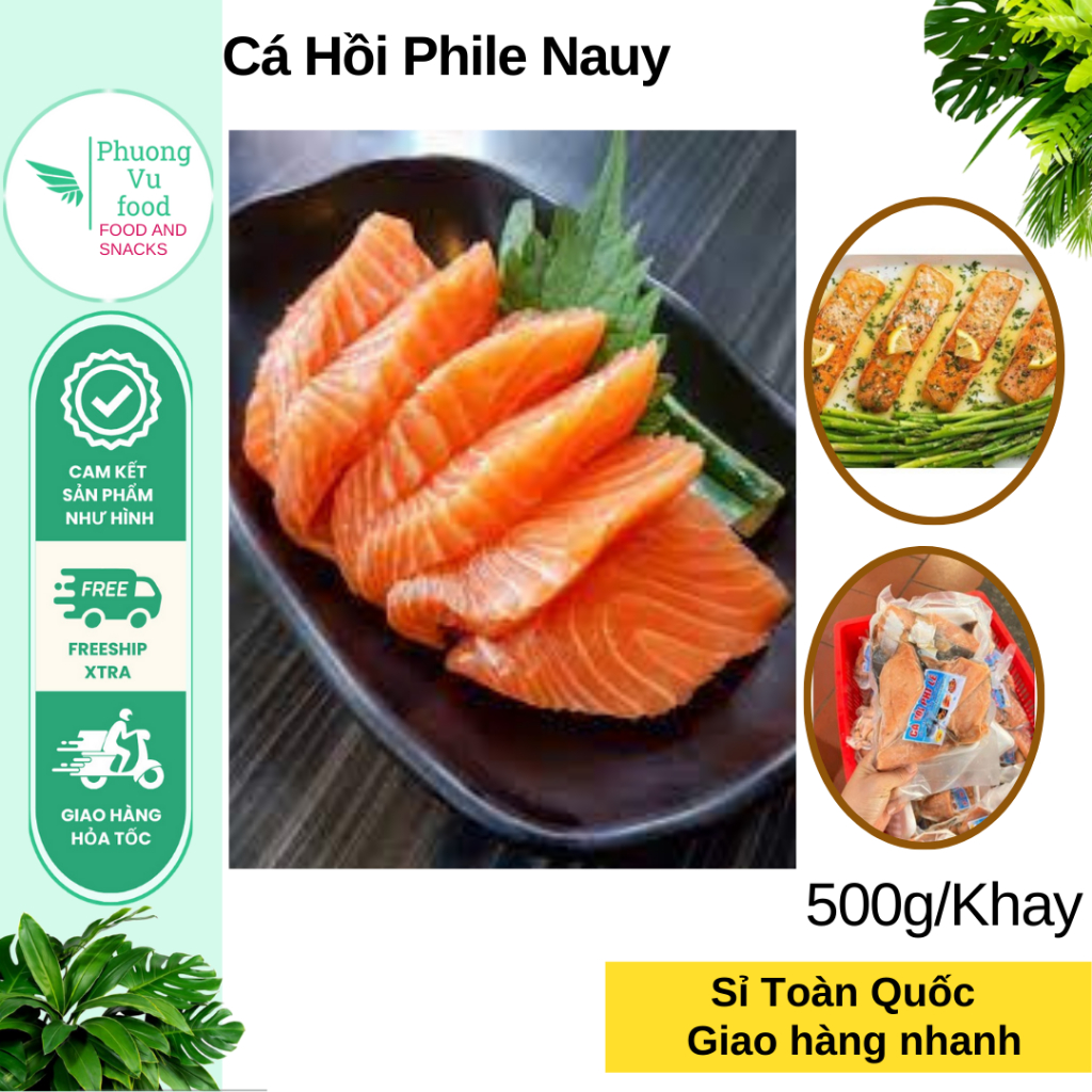 Cá hồi phile Nauy khay 500g, giao hỏa tốc Hà Nội