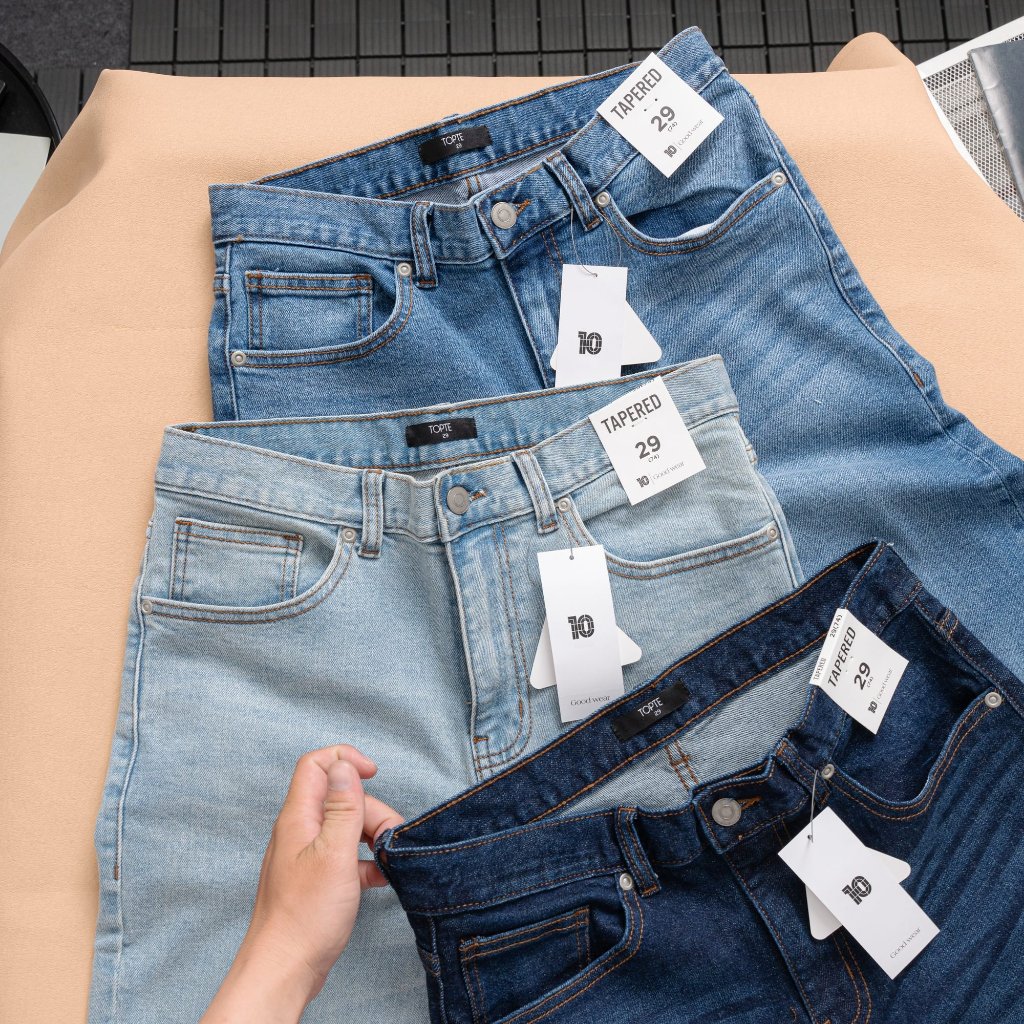 Quần jean dài nam xuất dư form dáng tapered size từ 29-36 tương ứng với 55kg đến 95kg