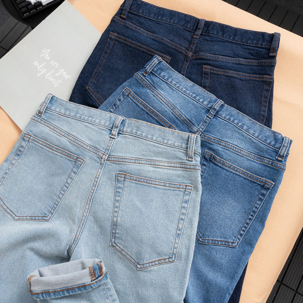 Quần jean dài nam xuất dư form dáng tapered size từ 29-36 tương ứng với 55kg đến 95kg