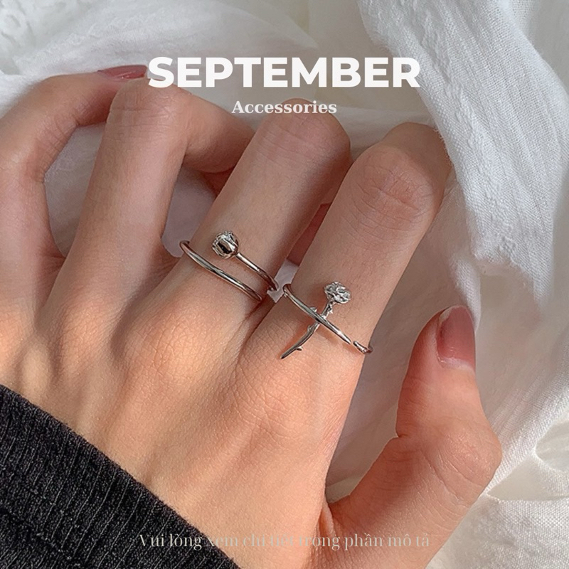 Nhẫn Nữ Mạ Bạc S925 Kiểu Dáng Hoa Hồng Pháp - SEPTEMBER Accessories