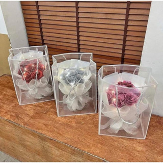 Bó hoa sáp nhũ 7bông đựng túi viền sang trọng kèm thiệp