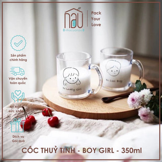 Cốc thuỷ tinh cho cặp đôi thiết kế dễ thương thể tích 300ml