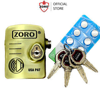 Ổ khóa chụp báo động chống trộm ZORO chìa kiếm vàng đồng - ổ khóa chụp chống cắt toàn diện, chống cắt khoen cửa