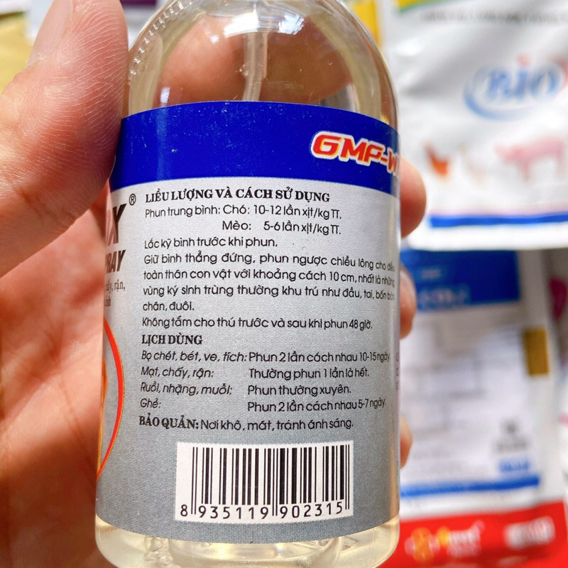 Xịt Hantox Spray ve rận, kí sinh trùng, ghẻ ở chó mèo, thú cưng. Chai 100ml