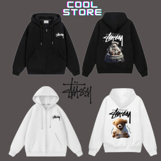 Áo khoác nỉ hoodie zip STUSSY GẤU vải nỉ dày dặn , chất nỉ siêu mịn hàng cao cấp chuẩn form , chính hãng COOL STORE