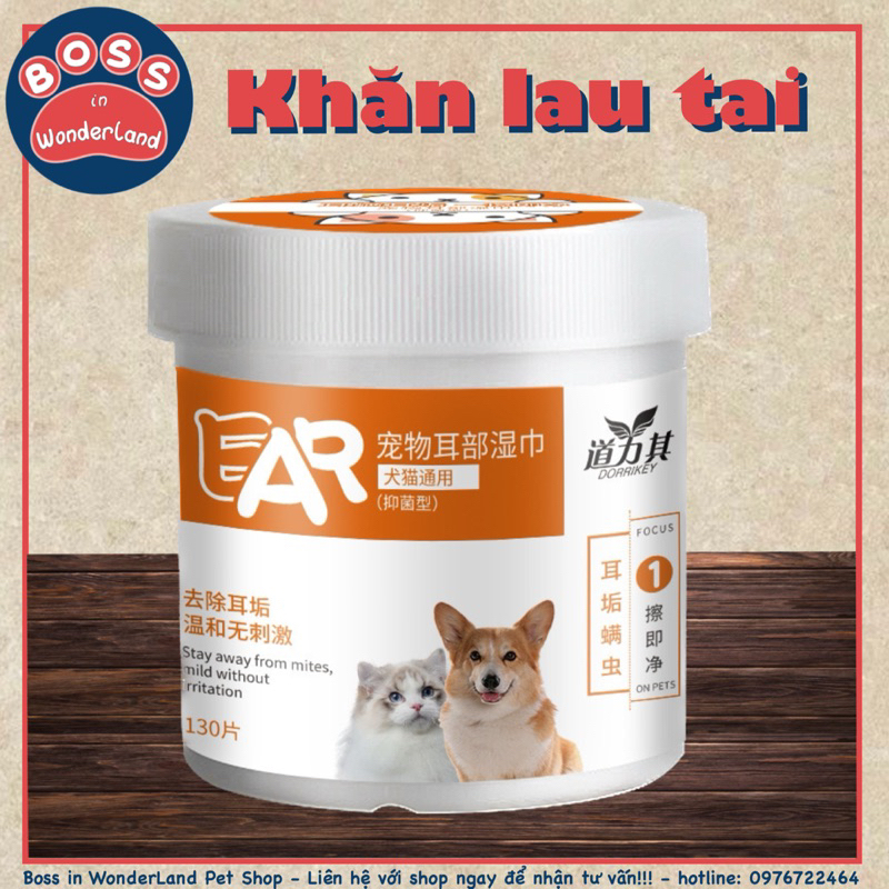 Khăn Ướt Lau Mắt Cho Chó Mèo, Lau Tai Bẩn Cho Thú Cưng Chiết Xuất Từ Cây Lô Hội 130 Miếng