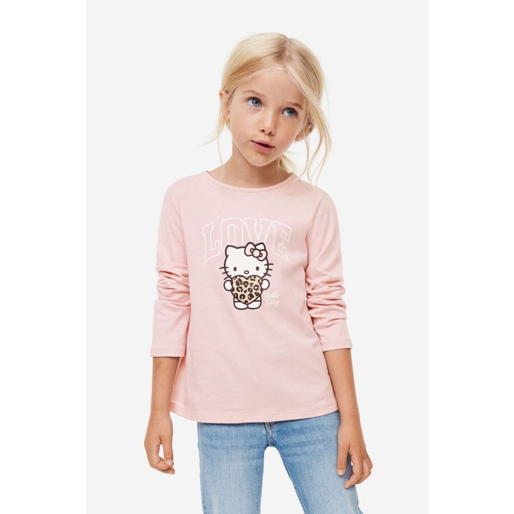 Set 2 áo dài tay hồng Hello Kitty 1172234002 HM H&M_hàng chính hãng authentic
