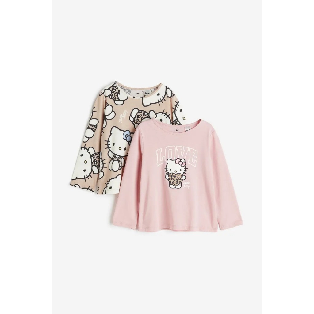 Set 2 áo dài tay hồng Hello Kitty 1172234002 HM H&M_hàng chính hãng authentic
