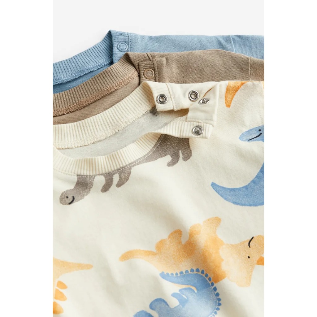 Set 3 áo dài tay động vật khủng long 1154023003 HM H&M_hàng chính hãng authentic