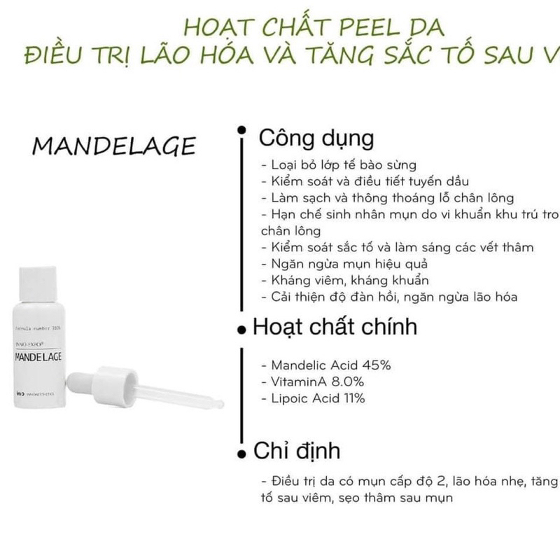 Tinh Chất Peel INNO - EXFO MANDELAGE Căng Bóng Mịn Màng Cho Da Mụn Và Tăng Sắc Tố Sau Viêm