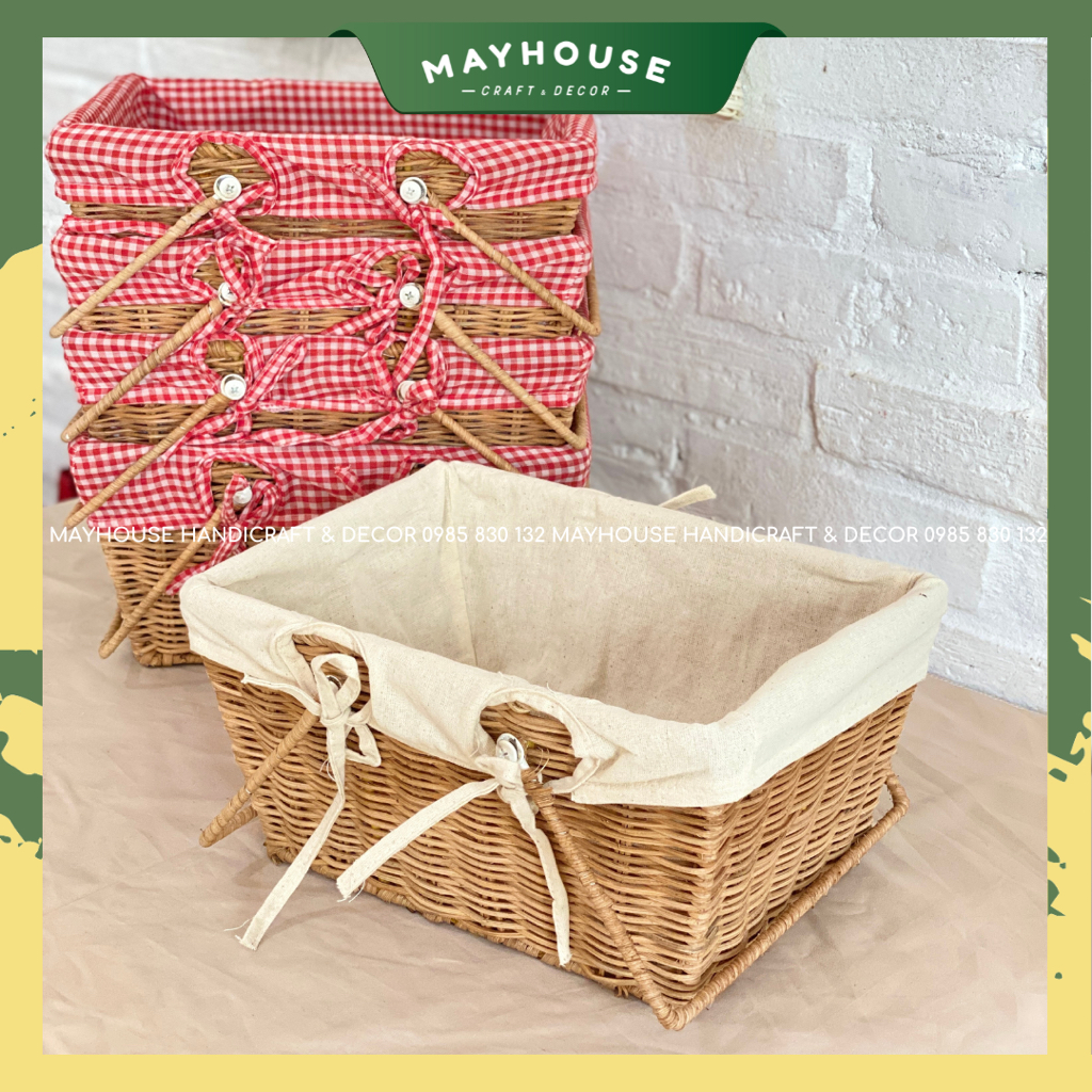 Giỏ mây tre đan kèm lót MAYHOUSE CRAFT&DECOR phụ kiện chụp ảnh decor trang trí nhà
