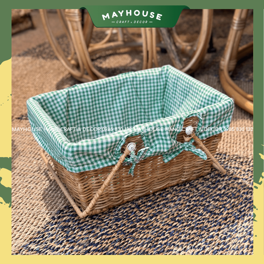 Giỏ mây tre đan kèm lót MAYHOUSE CRAFT&DECOR phụ kiện chụp ảnh decor trang trí nhà