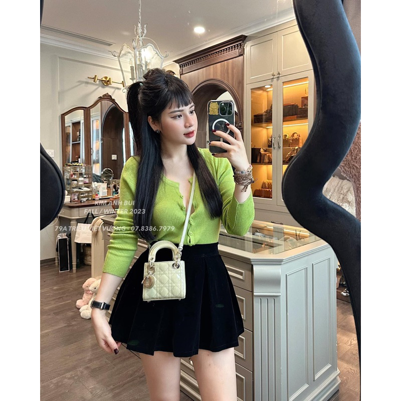 Chân Váy Nhung Xếp Ly Hot Hit Kim Anh Bùi