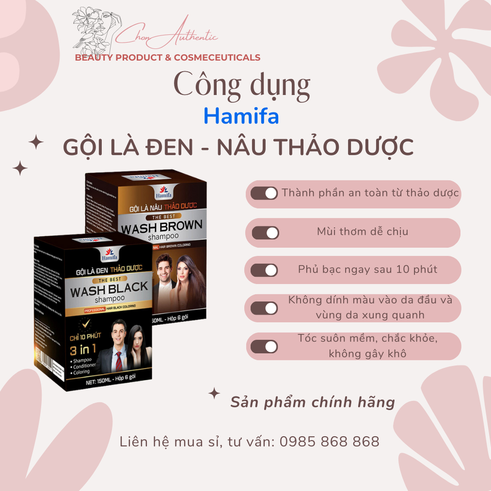 HAMIFA - GỘI LÀ NÂU - ĐEN THẢO DƯỢC