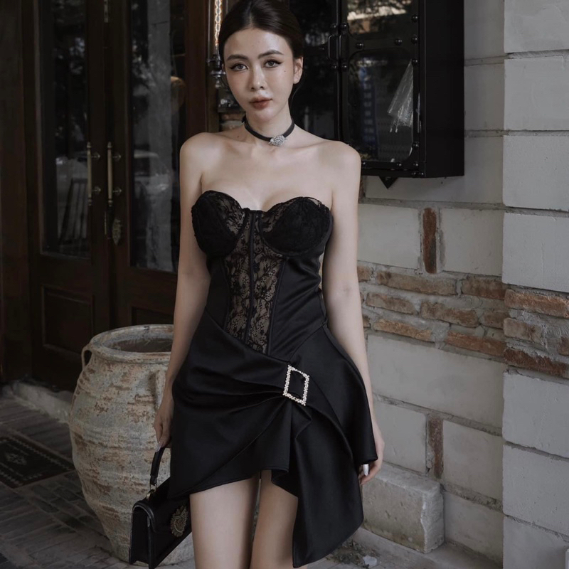 Mira Dress Đầm Suông Corset Phối Ren Cúp Ngực Kèm Tag Cho Nàng Đi Chơi Đi Tiệc
