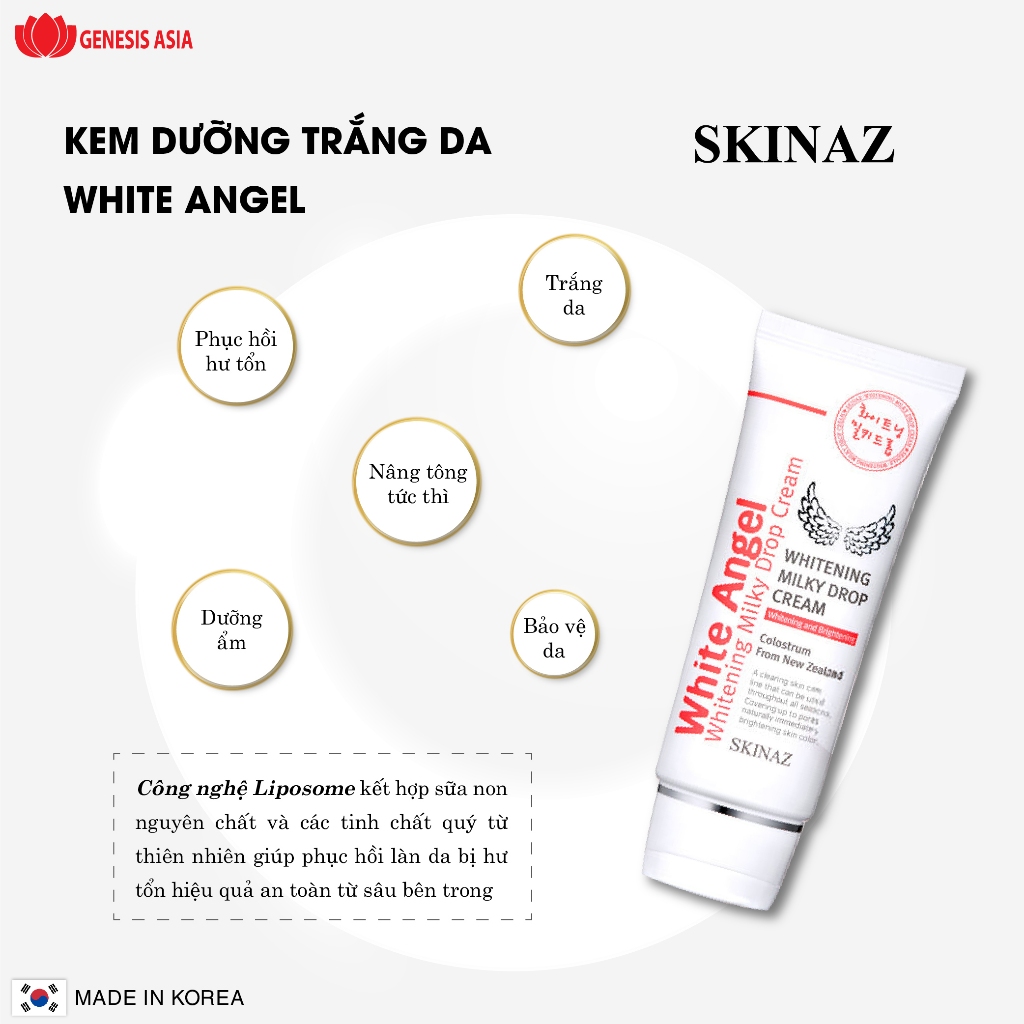 Kem Dưỡng Trắng nâng tone White Angle Skinaz Hàn Quốc 70g Hàng Chính Hãng