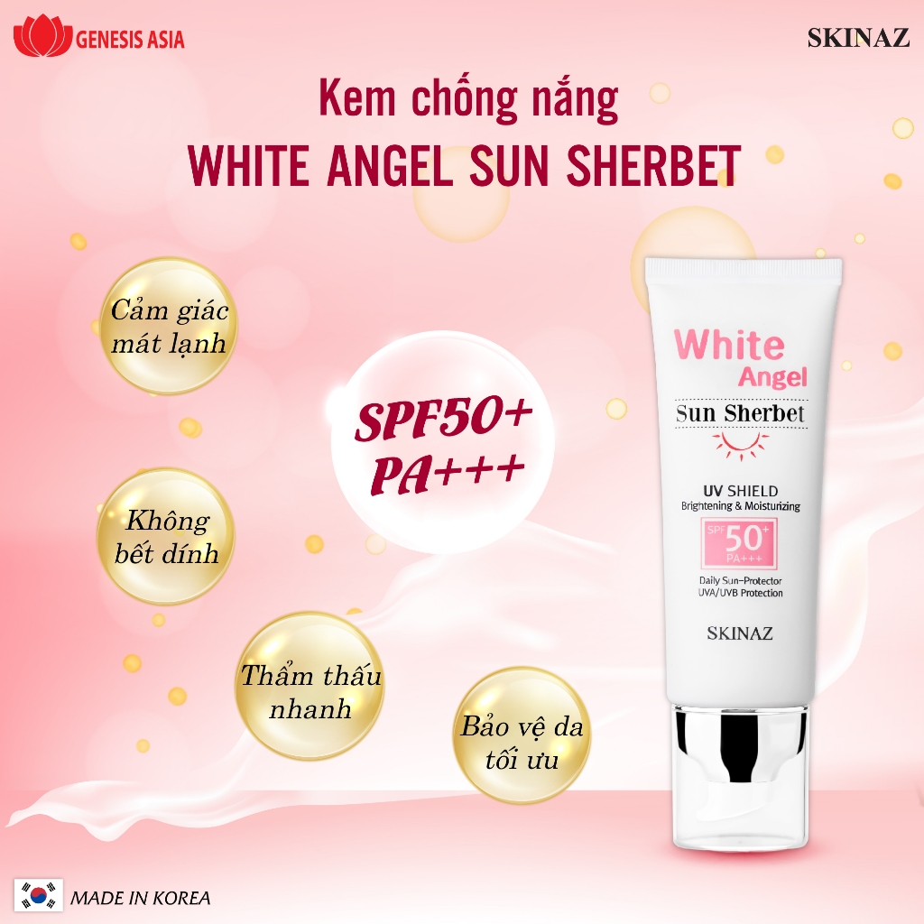 Kem chống nắng White Angel Sun Sherbet SKINAZ 70ml Hàn Quốc