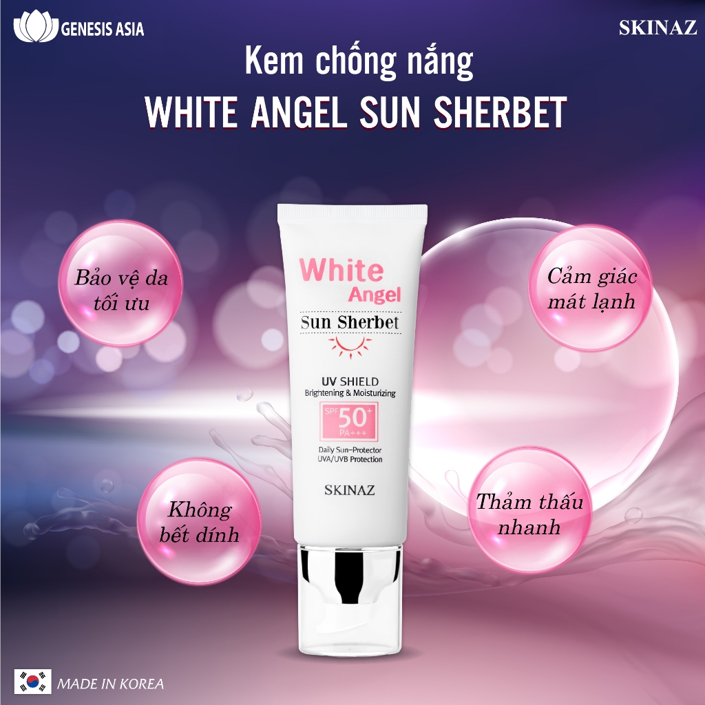 Kem chống nắng White Angel Sun Sherbet SKINAZ 70ml Hàn Quốc