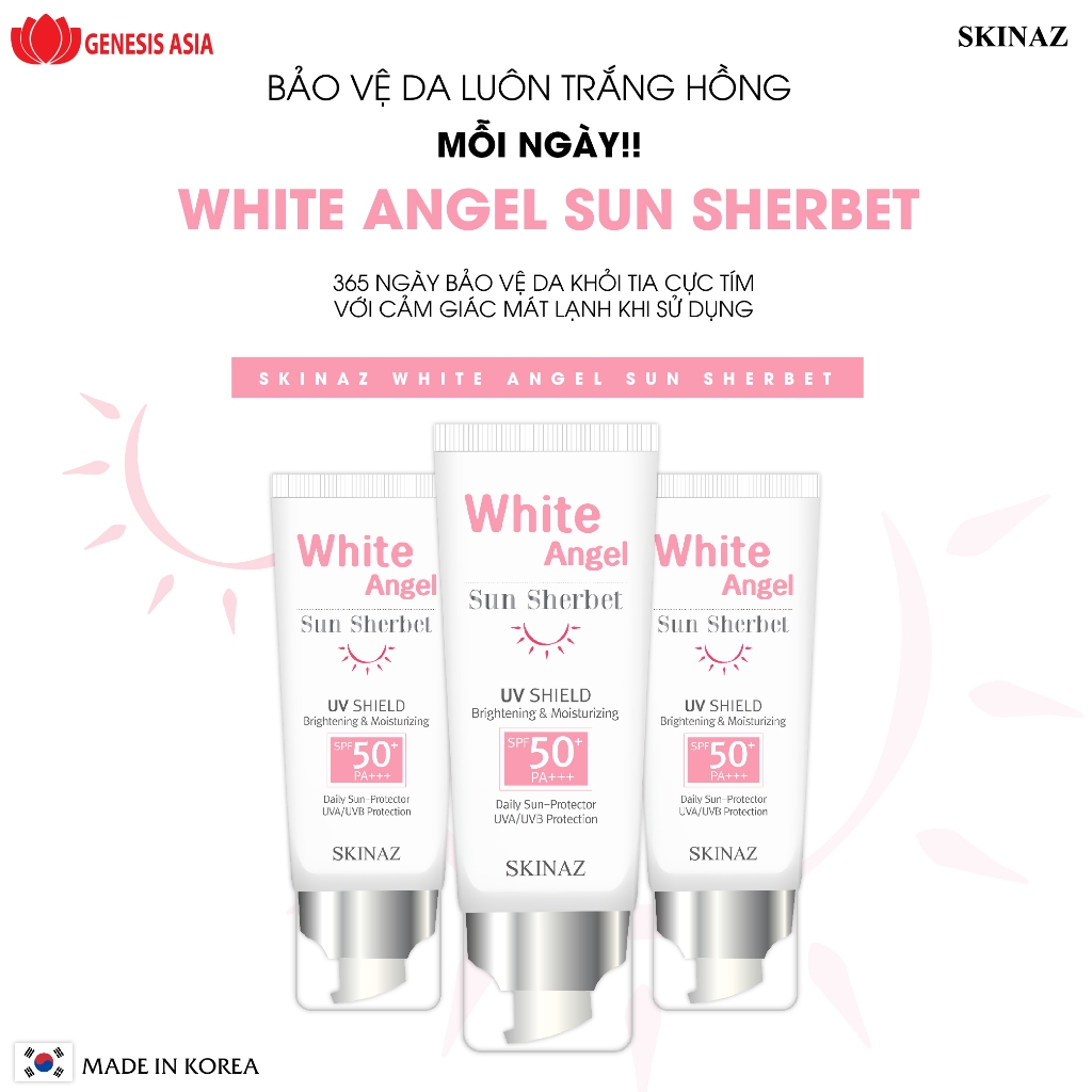 Kem chống nắng White Angel Sun Sherbet SKINAZ 70ml Hàn Quốc